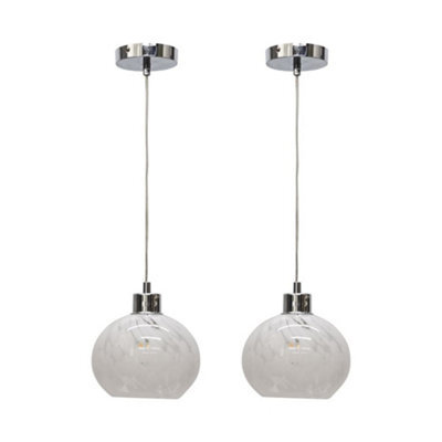 First Choice Lighting Set Of 2 Confetti - Glass Globe With Chrome Pendant Fittings - image 1
