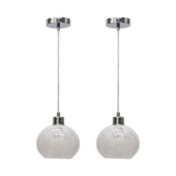 First Choice Lighting Set Of 2 Confetti - Glass Globe With Chrome Pendant Fittings - thumbnail 1