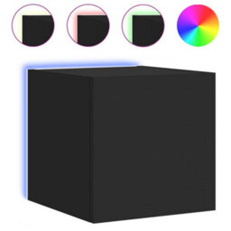 Walplus Tv Wall Cabinets With Led Lights 2 Pcs Black 30.5X35X30 Cm - thumbnail 7
