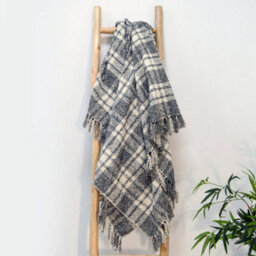 Allure Bath Fashions Chenille Checked Tartan Throw Blanket - Grey, 125 X 150Cm
