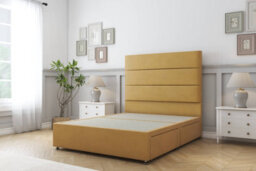 "Comfort Rosa Mustard Plush Divan Bed Set 2 Drawers Same Side - 54"" Floor Standing 4'6 Double" - thumbnail 3