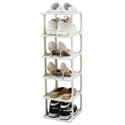 6 Tier White Vertical Shoe Rack Slim Free Standing Footwear Shelf For Closet Entryway Bedroom Or Hallway Organizer - image 1