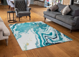 Benjamin Tate Design Blue Marble Designer Special Soft Home Rug - thumbnail 2