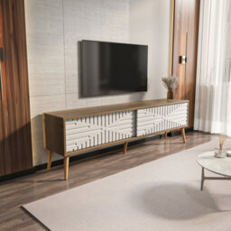 Decorotika Modern Riso Tv Stand Walnut And White - thumbnail 2