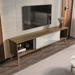 Decorotika Modern Riso Tv Stand Walnut And White - thumbnail 3