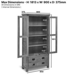 The Furniture Market Rustic Oak Glazed 2 Door 2 Drawer Tall Display Cabinet Unit - thumbnail 7