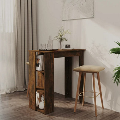 Berkfield Bar Table With Shelf Smoked Oak 102X50X103.5 Cm Engineered Wood - image 1