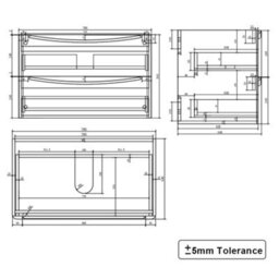 Sundaze 800mm Matt Anthracite 2 Drawer Wall Hung Vanity Bathroom Cabinet & Basin Set - thumbnail 6