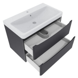 Sundaze 800mm Matt Anthracite 2 Drawer Wall Hung Vanity Bathroom Cabinet & Basin Set - thumbnail 5