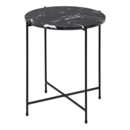 Furniture To Go Avila Side Table With Black Polished Marble Stone 42X45Cm - thumbnail 1