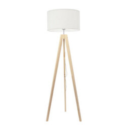 Valuelights Jackson Natural Wood Tripod Floor Lamp With White Fabric Lamp Shade - thumbnail 2