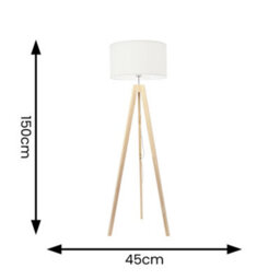 Valuelights Jackson Natural Wood Tripod Floor Lamp With White Fabric Lamp Shade - thumbnail 5