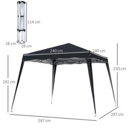 Outsunny Garden Pop Up Gazebo Tent Party Water-Resistant 2.5 X 2.5M Black - thumbnail 3