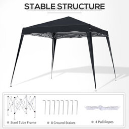 Outsunny Garden Pop Up Gazebo Tent Party Water-Resistant 2.5 X 2.5M Black - thumbnail 5
