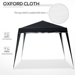 Outsunny Garden Pop Up Gazebo Tent Party Water-Resistant 2.5 X 2.5M Black - thumbnail 7