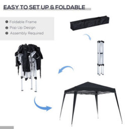 Outsunny Garden Pop Up Gazebo Tent Party Water-Resistant 2.5 X 2.5M Black - thumbnail 4