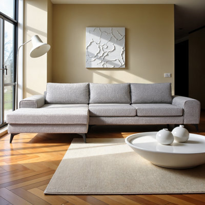 Abakus Direct Venice Corner Sofa In Light Grey Left Facing With Deep Seats And Extra-Wide Padded Arms - image 1