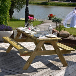 Leisurebench Jersey 8 Seat Dip Treated Pine Picnic Table 180Cm - Green Pine - thumbnail 4