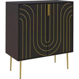 Sideboard Cabinet Storage Cupboard Art Deco Gold Detail Adjustable Shelf - thumbnail 1