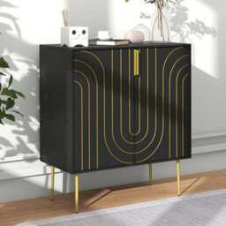 Sideboard Cabinet Storage Cupboard Art Deco Gold Detail Adjustable Shelf - thumbnail 3