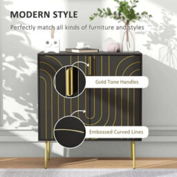Sideboard Cabinet Storage Cupboard Art Deco Gold Detail Adjustable Shelf - thumbnail 4