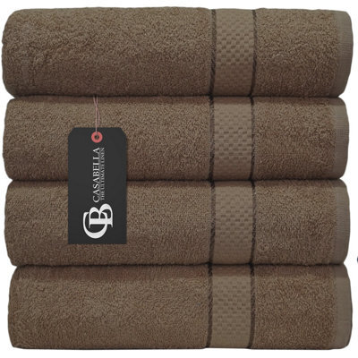 Casabella Towels Luxury 4 Pack Bath Sheets 100% Cotton Super Soft Quick Dry Highly Absorbent Bathroom Towels Truffle - image 1