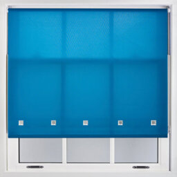 Teal Daylight Roller Blind With Chrome Square Eyelets Free Cut Service By Furnished - (W)180Cm X (L)210Cm