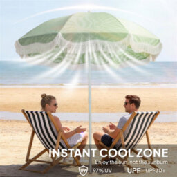 Outsunny 1.8 M Beach Umbrella Parasol With Sand Anchor, 30 Tilt, Green - thumbnail 6