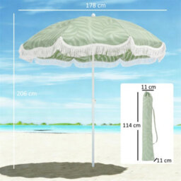 Outsunny 1.8 M Beach Umbrella Parasol With Sand Anchor, 30 Tilt, Green - thumbnail 3