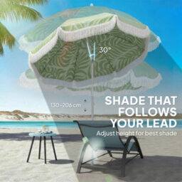 Outsunny 1.8 M Beach Umbrella Parasol With Sand Anchor, 30 Tilt, Green - thumbnail 5