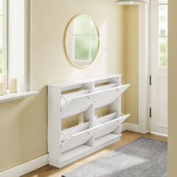Sobuy Shoe Cabinet Storage 8 Pairs With 4 Flip Doors 41.3X18.9X30.7 Inch Fsr216-W - White - thumbnail 5
