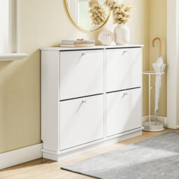 Sobuy Shoe Cabinet Storage 8 Pairs With 4 Flip Doors 41.3X18.9X30.7 Inch Fsr216-W - White