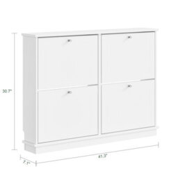 Sobuy Shoe Cabinet Storage 8 Pairs With 4 Flip Doors 41.3X18.9X30.7 Inch Fsr216-W - White - thumbnail 2