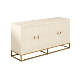 Wyld Haus Ubatuba Cream Shagreen 4-Door Sideboard With Brushed Brass Base - thumbnail 4