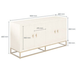 Wyld Haus Ubatuba Cream Shagreen 4-Door Sideboard With Brushed Brass Base - thumbnail 5