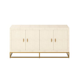 Wyld Haus Ubatuba Cream Shagreen 4-Door Sideboard With Brushed Brass Base - thumbnail 3