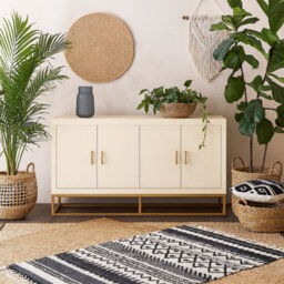 Wyld Haus Ubatuba Cream Shagreen 4-Door Sideboard With Brushed Brass Base - thumbnail 1