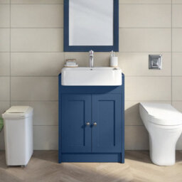 Belofay Vanity Unit With Basin, 600mm Floor-Standing Bathroom Cabinet In High Matt Blue, 1 Tap Hole Ceramic Basin - thumbnail 4