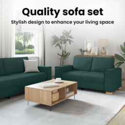 Vidaxl Sofa Set With Cushion 3 Pcs Dark Green 220 X 78 X 84 Cm Fabric - thumbnail 9
