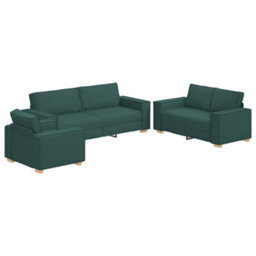 Vidaxl Sofa Set With Cushion 3 Pcs Dark Green 220 X 78 X 84 Cm Fabric - thumbnail 2