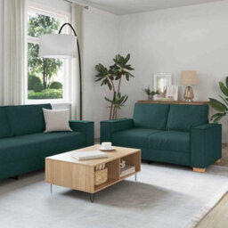 Vidaxl Sofa Set With Cushion 3 Pcs Dark Green 220 X 78 X 84 Cm Fabric - thumbnail 1