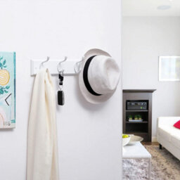 Wall Hook Rack, Hallway Coat Hanger With Metal Hooks, Bedroom Living Room Storage Solution, White - thumbnail 3