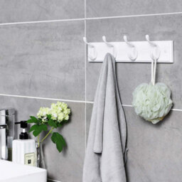 Wall Hook Rack, Hallway Coat Hanger With Metal Hooks, Bedroom Living Room Storage Solution, White - thumbnail 4