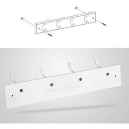 Wall Hook Rack, Hallway Coat Hanger With Metal Hooks, Bedroom Living Room Storage Solution, White - thumbnail 7