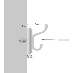 Wall Hook Rack, Hallway Coat Hanger With Metal Hooks, Bedroom Living Room Storage Solution, White - thumbnail 6