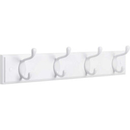 Wall Hook Rack, Hallway Coat Hanger With Metal Hooks, Bedroom Living Room Storage Solution, White - thumbnail 8