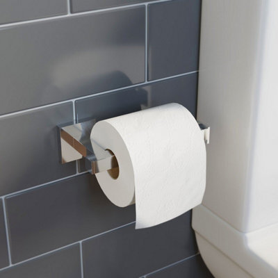Affine Chrome Square Wall Mounted Bathroom Wc Toilet Roll Holder Stylish Modern - image 1