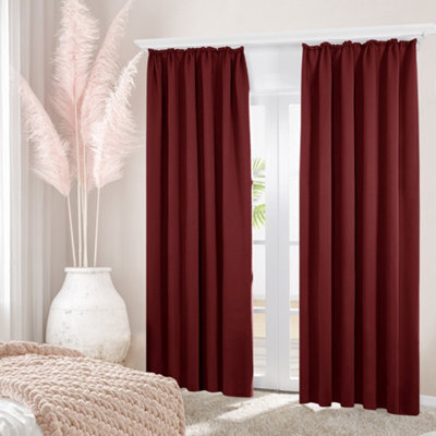 Deconovo Blackout Curtains Pencil Pleat Curtains Nursery Curtains Thermal Insulated Curtains For Wedding Red W55 X L96 Inch 1 Pair - image 1