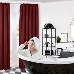 Deconovo Blackout Curtains Pencil Pleat Curtains Nursery Curtains Thermal Insulated Curtains For Wedding Red W55 X L96 Inch 1 Pair - thumbnail 6