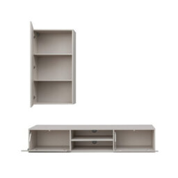 Arte Geo I Entertainment Unit W180Cm X H180Cm X D45Cm - Cashmere & Black Modern Media Hub - thumbnail 3